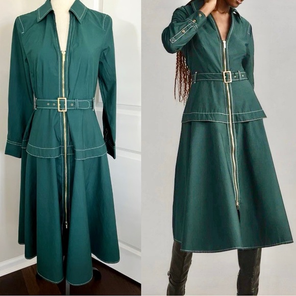 Influencer Favorite ~ Anthropologie Forrest Green Belted Dress - Picture 1 of 11